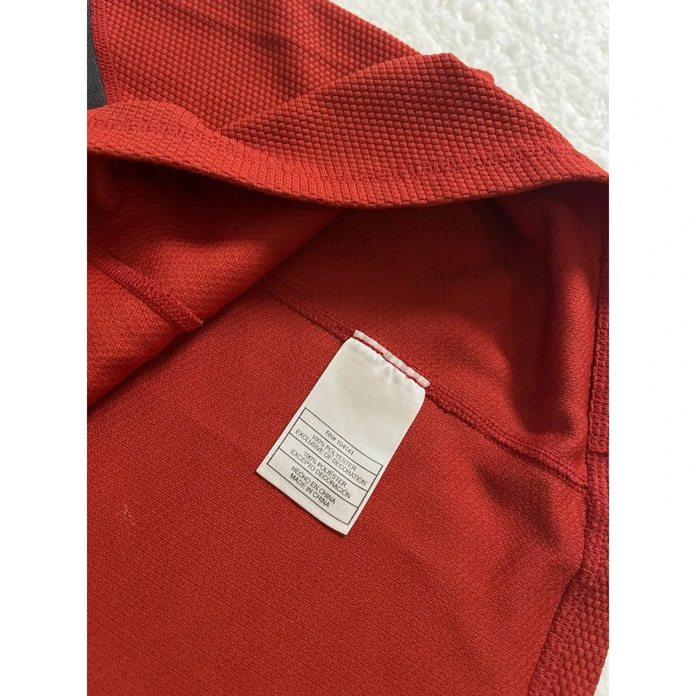 Nike‎ ACG Red Gray Colorblock Waffle Knit Quarter Zip Pullover Shirt Men's XL